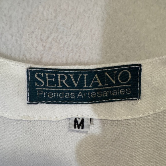 Serviano White Embroidered Top with Pink and Blue Accents - Picture 4 of 6